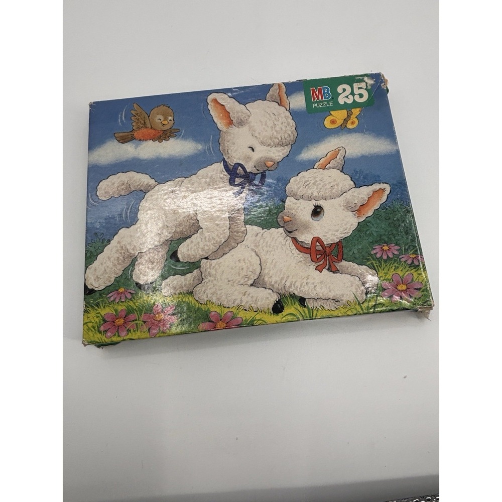 Vintage Milton Bradley‎ Puzzle Pastel Pets Lambs 25 Pieces Complete 1993